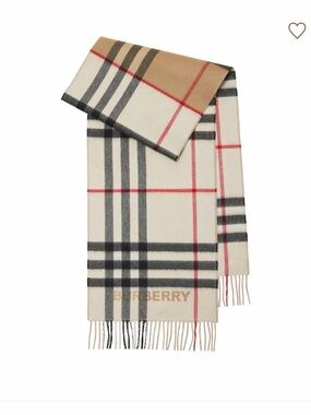 Burberry Beige, Black & Red Check Cashmere Scarf